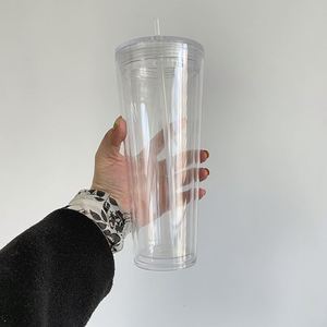 20pack Custom logo BPA Free 24oz Pre-drilling Plastic Acrylic Double Wall Snow Globe <b>Cup</b> <b>with</b> <b>Lids</b> and Straws for Glitter - Product Image 4