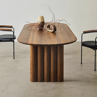 Ensemble table et chaises de salle à manger DISHI, design nordique moderne et luxueux, rectangulaire, couleur noyer, en bois, 6 à 10 places, pour hôtel, école, mobilier