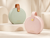 Échantillon Gratuit : Boîte de Rangement à Bijoux de Voyage en Cuir PU Premium et Velours avec Poignée et Fermeture à Bouton-Pression pour le Rangement de Petits Bijoux en Voyage