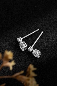 Classic 14K Solid White Gold 0.58ct Round Brilliant Lab Grown Diamond Dangle <b>Earrings</b> | Round Brilliant Cut Lab Created Diamond - Product Image 4