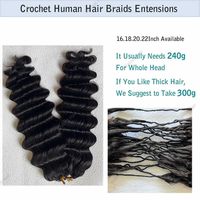 Extensions de cheveux humains vierges brésiliens Deep Wave pour tresses au crochet, pré-séparées, pré-bouclées, style Boho, noires