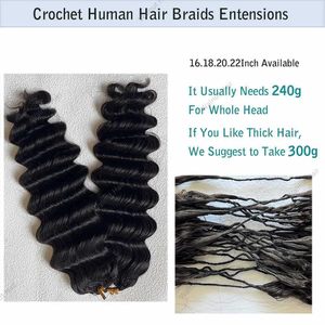 Extensions de cheveux humains vierges brésiliens Deep Wave pour tresses au crochet, pré-séparées, pré-bouclées, style Boho, noires - Product Image 2