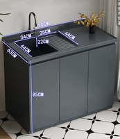 Évier de balcon intégré en céramique étanche IPX7 en acier inoxydable 304 moderne avec robinet, personnalisable