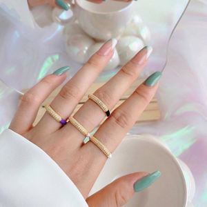 Dylam Trendy Minimalist Design S925 <b>Silver</b> 18K Gold Tiny 5A Cubic Zircon Macaron Candy Color Enamel <b>Adjustable</b> Women <b>Rings</b> - Product Image 3