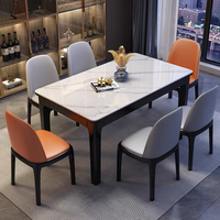 Ensemble Table à Manger et Chaises Scandinave de Luxe Moderne Rectangulaire en Marbre et Bois Massif 4 6 Places, Tables de Cuisine Meubles Design Style Ferme