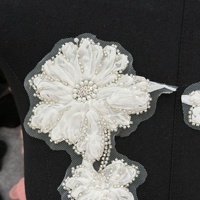 Une paire de patchs en tissu maillé, appliques 3D brodées de perles et de fleurs pour robes, costumes de spectacle, accessoires Hanfu