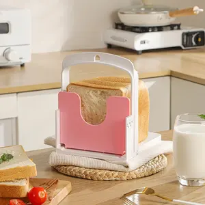 Cortador de pan de plástico plegable, soporte para cortador de pan, herramienta para hornear, utensilio de guía de corte para tostadas y rebanadas de pan - Product Image 4