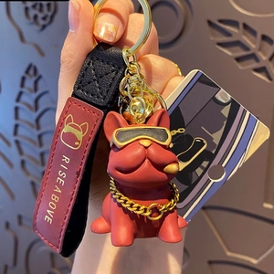 Nouveau Porte-clés 3D en PVC, Motif Bouledogue Français Mignon, Pendentif de Sac, Décoration de Voiture, Anime <span class=keywords><strong>Battle</strong></span> - Product Image 5