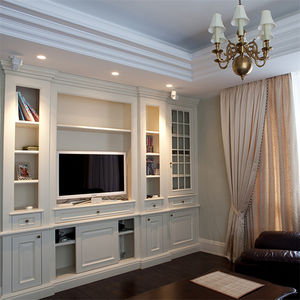 Estantería de suelo de madera maciza de estilo europeo antiguo, estantería para sala de estudio de madera de nogal, estantería tallada de estilo francés antiguo - Product Image 2