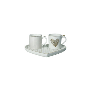 Coffee Cups And Tray Tete A Tete My Love Hearts Set Of 2 - Product Image 1