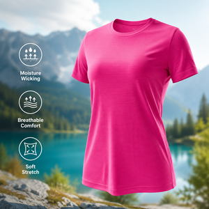 T-shirt de sport à manches courtes pour femme, maille quadrillée, évacuation de l'humidité, extensible dans les 4 sens, col rond, pour entraînement, course à pied, gym, logo personnalisé OEM - Product Image 3