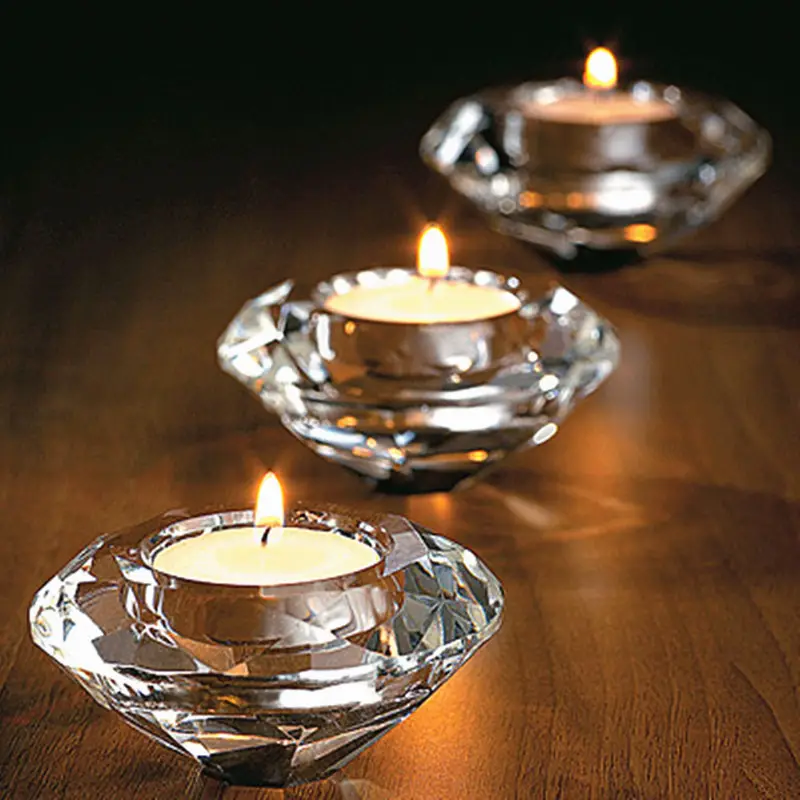 Mini suporte de vela de cristal, suporte personalizado de velas de vidro para decoração de casa, casamento