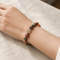 Bracelet en Agate Naturelle d'Alashan Gobi, Perles Irrégulières en Forme de Galet, Multicolore, Style Bohème, Extensible, Unisexe, Idéal Cadeau