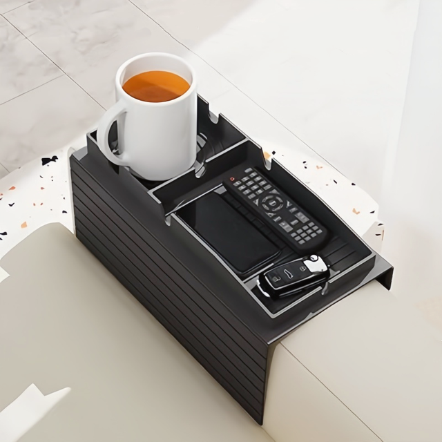 Silicone Armrest Organizer Multi-Function Cup Holder Tray for Phone Remote Control Storage Car Sofa Office Chair Use