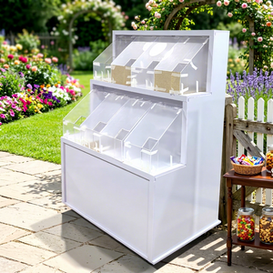 LEDA Custom Party Birthday Events White Candy Cart <b>Portable</b> Acrylic Folding <b>Portable</b> <b>Trolley</b> for Wedding - Product Image 1