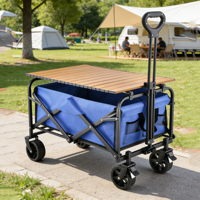 Chariot pliable d'extérieur avec roues de 5 pouces, double frein, tissu Oxford 600D, rouge et noir, capacité de charge de 225 kg, cadre en acier pour le camping