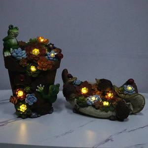 Design personalizzato a energia solare/resina riccio rana succulenta decorazione del giardino scultura artigianato popolare solare - Product Image 6