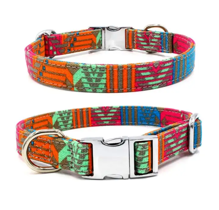 FREE SAMPLES Excellent Nylon Adjustable Metal Bohemian Style Dog Collar with Full-Alloy Buckle