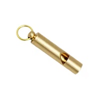 Sifflet porte-clés en laiton pur cuivre, finition brossée, lavable, pour survie, camping et entraînement en extérieur
