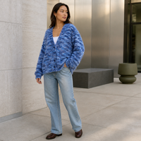 Joydressing Vente en gros de cardigans pour femmes multicolores texturés, col en V, manches longues, boutons sur le devant, tricoté