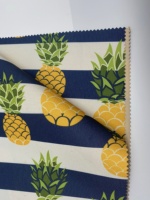 Tissu polyester à motif ananas rayé bleu et blanc, imperméable et anti-UV, pour auvent