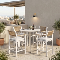 Ensemble de table et chaises de bar d'extérieur modernes, meubles de salle à manger ronds pour patio, fauteuils en corde tressée pour café, hôtel, terrasse