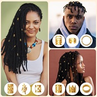 Nouvel ensemble de 220 bijoux pour cheveux en or et argent, anneaux pour tresses, perles pour dreadlocks, accessoires pour tresses