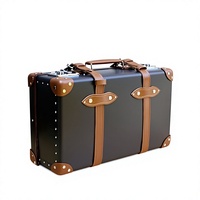 Valise de rangement pour bijoux en cuir bleu marine de luxe avec poignées, forme rectangulaire, organisateur à un niveau