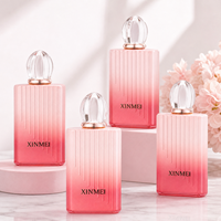 Flacon de parfum en verre rectangulaire de 100 ml, dégradé rose, givré, conteneur cosmétique, emballage décoratif