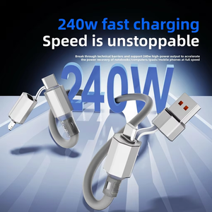 Nouveautés Câble de charge rapide 240W Type-C USB-A pour connecteurs 4-en-1 Câble de charge multifonctionnel - Product Image 4