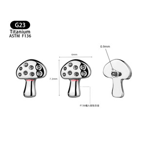 G23 Titanium Mushroom <b>Stud</b> F136 Implant Grade 6mmx7.3mm Ear <b>Cartilage</b> Piercing Jewelry Unisex - Product Image 1