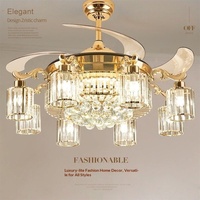 Ventilateur de plafond de luxe invisible en cristal pour salon, chambre, salle à manger, restaurant – Nouveau modèle silencieux tout-en-un avec lustre