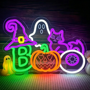 Luces de Neón LED para Halloween, Decoración de Pared de Acrílico, Bruja, Fantasma, Gato, Calabaza, Decoración de Fiesta BOO, Montaje en Pared, IP65, 2700K, Blanco Cálido - Product Image 4