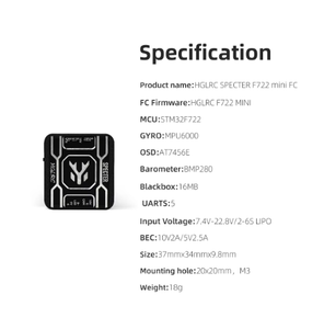 <span class=keywords><strong>Hglrc</strong></span> specter <span class=keywords><strong>hglrc</strong></span> specter <span class=keywords><strong>F722</strong></span>เครื่องควบคุมการบินขนาดเล็ก FC MPU6000ไจโร16MB 2-3S Lipo สำหรับ RC FPV Racing Drone Quadcopter - Product Image 6