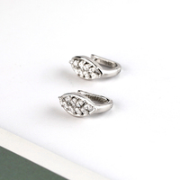 Vente en gros de boucles d'oreilles en argent sterling 925 en forme de feuille, entièrement serties de diamants, bijoux fantaisie, pendentif feuille pour femme