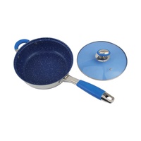 Pegangan silikon biru, peralatan masak Stainless Steel 12 buah