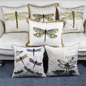 Beige Hemp Edge Embroidered Pillowcase American French Country Cotton Linen Pillowcase <strong>Cushion</strong> <strong>Cover</strong> <strong>Without</strong> Core - Product Image 1