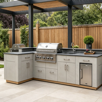 Îlot culinaire multifonctionnel avec station de préparation, poubelle coulissante, armoires de cuisine extérieures modulaires