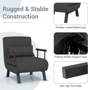 Sillones de tela con <span class=keywords><strong>respaldo</strong></span> ajustable OEM ODM, sofá <span class=keywords><strong>cama</strong></span> individual, silla <span class=keywords><strong>cama</strong></span>, sofá, sala de estar, silla de lectura con almohada - Product Image 6