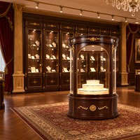 Vitrine de présentation de bijoux en bois sculpté de style européen avec éclairage LED pour l'exposition de parfums et cosmétiques en showroom