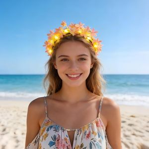 LED Light up Flower Wreath Glow Garland Hairband LED Hawaiian Lei Headband Flower Crown Wreath Birthday Wedding Party Supplies - Product Image 4