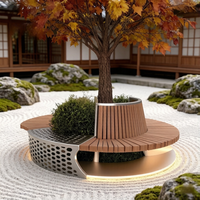 Banco Circular Arquitectónico con Estructura Metálica y Asientos de Madera para Parques, Patios y Paisajes