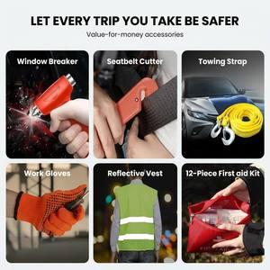 Kit <span class=keywords><strong>d</strong></span>'urgence automobile 6-en-1 BAYU : Lampe de travail LED, marteau de sécurité ABS, gilet de signalisation, ensemble <span class=keywords><strong>d</strong></span>'outils de survie routière - Product Image 1