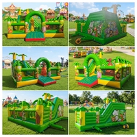 Structure gonflable commerciale certifiée CE en PVC de 0,55 mm, thème animaux de la jungle, avec toboggan, pour location professionnelle