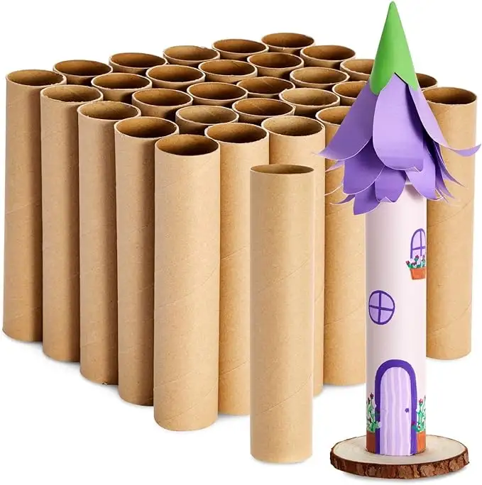 Brun vide rouleau de papier toilette cylindre rond Kraft papier carton Tube emballage pour artisanat bricolage Art classe enseignant fournitures