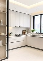 Vente directe d'usine, armoire de cuisine moderne en bois de rose massif, multifonctionnelle, écologique, facile à nettoyer, design résistant à l'eau