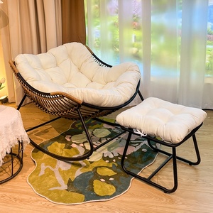 Chaise longue moderne et créative en rotin pour adultes, chaise à bascule paresseuse pour l'intérieur et l'extérieur en métal, pour balcon et patio - Product Image 4