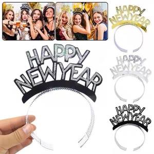 قبعة حفلات رأس السنة الجديدة مخصصة مع عصابة رأس وتاج - ألوان ذهبية وفضية وسوداء من ورق الألمنيوم غير سامة ومتينة - وصول جديد - Product Image 2