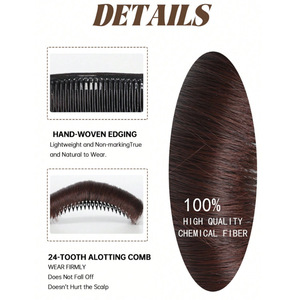 Perruque d'extension capillaire Al15 avec peigne intégré, cheveux raides noirs naturels, châtain clair, châtain foncé, toupet volumisant pour le dessus de la tête - Product Image 4