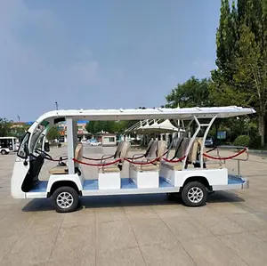 72V 5KW beyaz 14 koltuklu cabrio otobüs gezi elektrik Vintage klasik Mini araba yağmur koruma gezi elektrikli araba